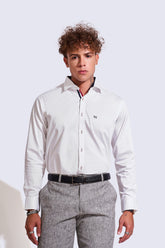 NM White Semi Formal Shirt | Full Sleeve | Blended Cotton | Plain White